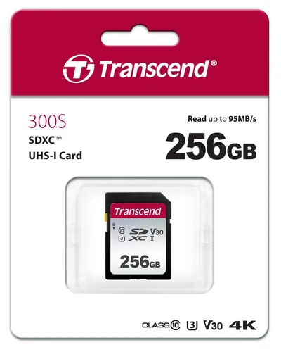 Карта памяти Transcend TS256GSDC300S, 256 ГБ, SDXC, UHS-I U3, V30