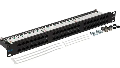 Патч-панель Lanmaster TWT-PP48/1U-U6, 19" 1U, 48×RJ45, кат.6 UTP
