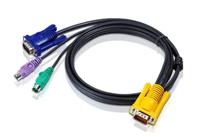 Кабель ATEN 2L-5202P, SPHD15→HD DB15+2×6MINI-DIN, 1.8м, черный