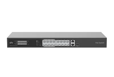 Коммутатор Uniview NSW2020-16T1GT1GC-POE-IN, 16×100M PoE, 1×1G, 1×1G комбо, 225 Вт