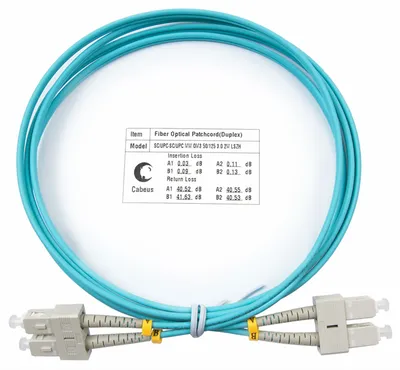 Патч-корд оптический Cabeus FOP-50-SC-SC-2m, duplex SC-SC, OM3, 2 м