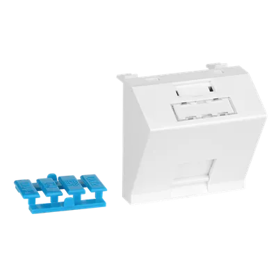 Вставка розеточная Lanmaster LAN-SIP-23A-WH, 1×Keystone, угловая, белая