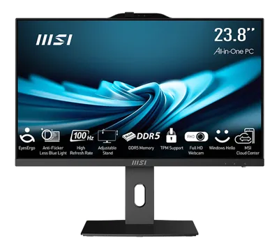 Моноблок MSI Pro AP242P 14M AiO 23,8" FHD(1920x1080)IPS AG Non-touch, Core i5-13500(2.5GHz), 8Gb(8*1) DDR5 SO-DIMM, 256GB SSD M.2, Intel Graphics,WiFi,BT,camera,WirelessKB&mouse Eng/Rus,noOS,1y w-ty,Black