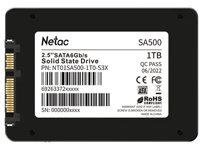 SSD Netac SA500 NT01SA500-1T0-S3X, 1024 ГБ, 2.5", SATA III, 3D NAND