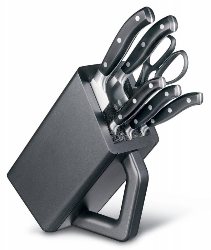 Набор ножей кухон. Victorinox Grand Maitre Cutlery Block 7.7243.6 (7.7243.6) компл.:6предм. с подставкой черный подар.коробка