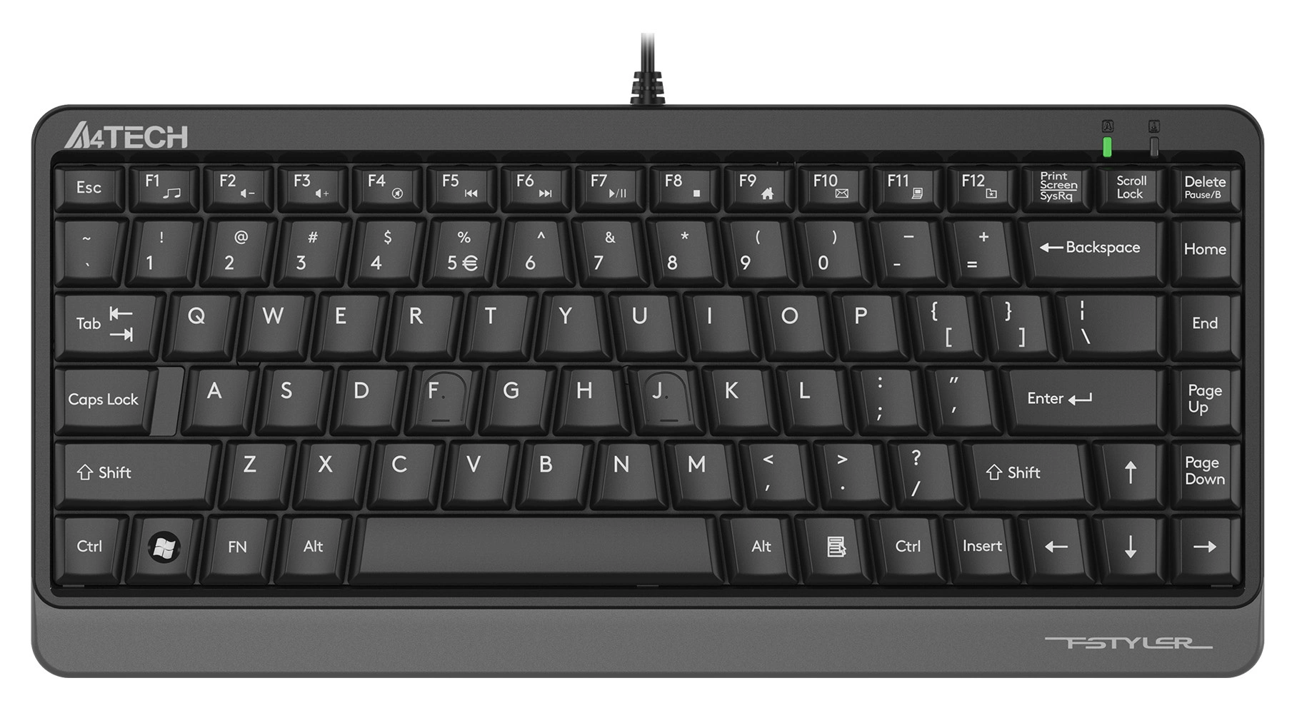 Клавиатура A4Tech FKS11 черный/серый USB (FKS11 GREY) кабель 1.5м