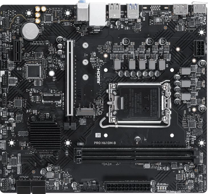 Материнская плата MSI PRO H610M-B Soc-1700 Intel H610 2xDDR5 mATX AC`97 8ch(7.1) GbLAN+HDMI+DP