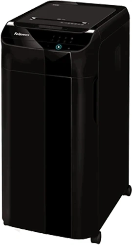 Шредер Fellowes AutoMax 450C черный с автоподачей (секр.P-4) фрагменты 450лист. 68лтр. скрепки скобы пл.карты CD