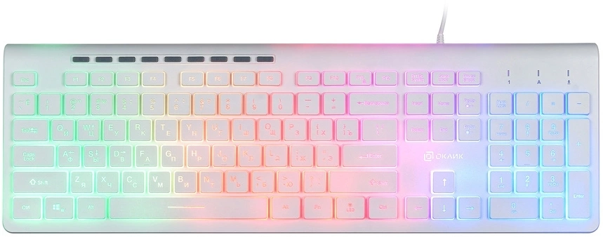 Клавиатура Оклик 490ML белый USB slim Multimedia LED