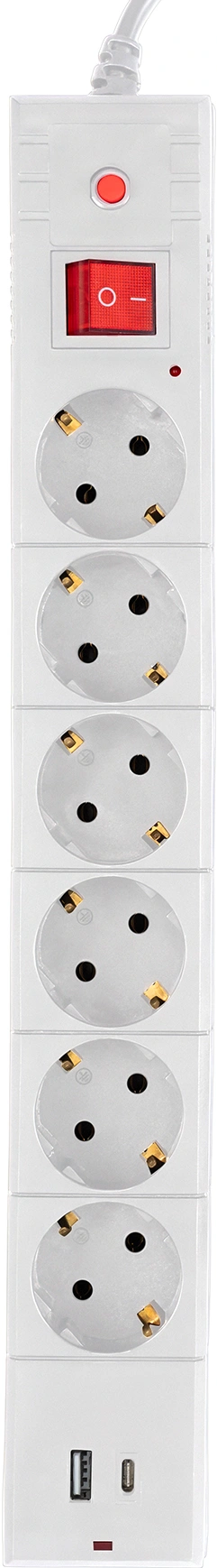 Сетевой фильтр Buro BU-SP3_USB_2A-W 3м (6 розеток) белый (коробка)
