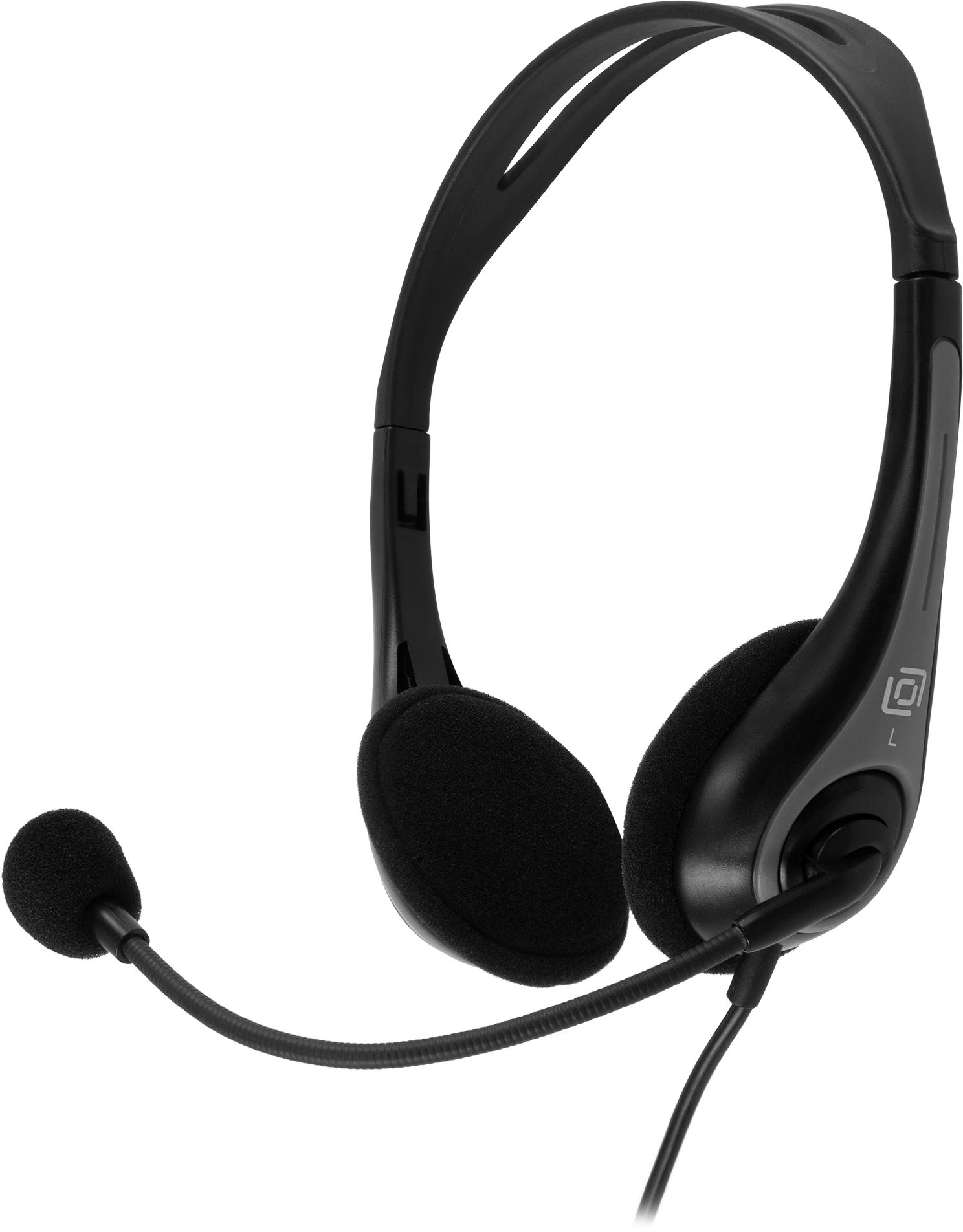 Наушники с микрофоном Оклик HS-M300 черный/серый 1.8м накладные оголовье (1876323)