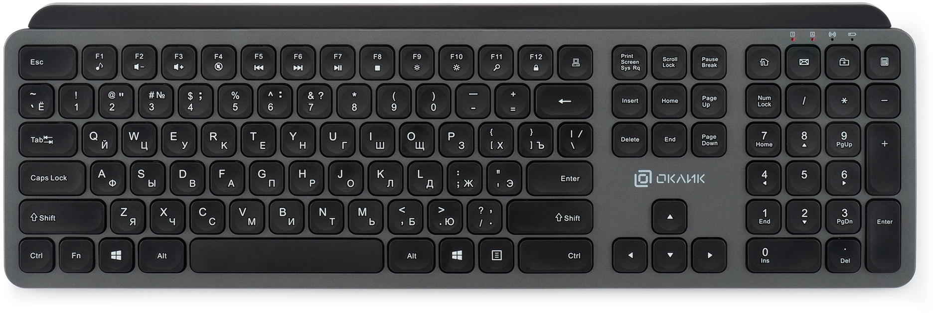 Клавиатура Оклик K859W серый/черный USB беспроводная slim Multimedia (2002136)