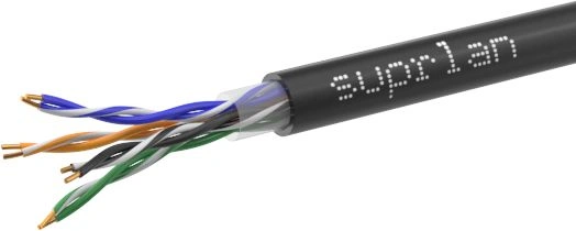 Кабель сетевой информационный Suprlan Premium 01-0311-2 кат.5E UTP 4 пары 24AWG PE внешний 305м черный