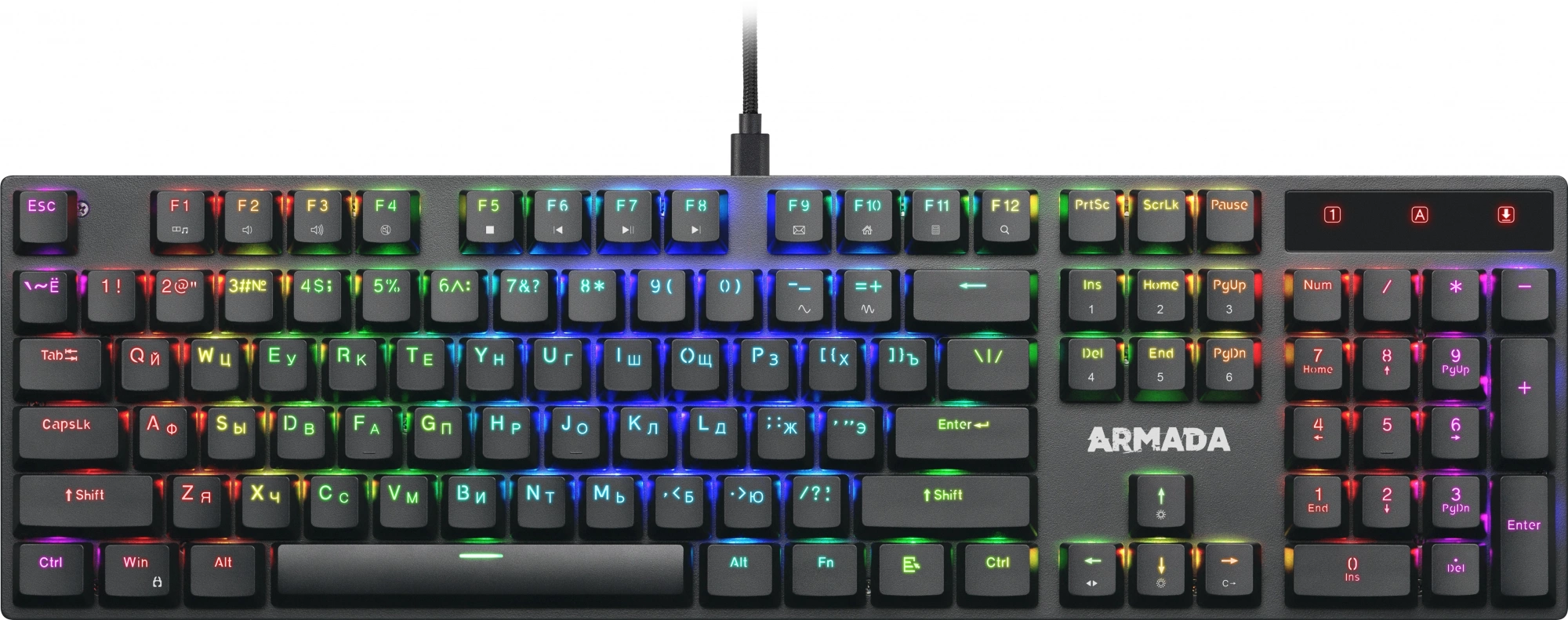 Клавиатура Defender Armada GK-004 механическая черный USB Multimedia LED (45004) кабель 1.8м