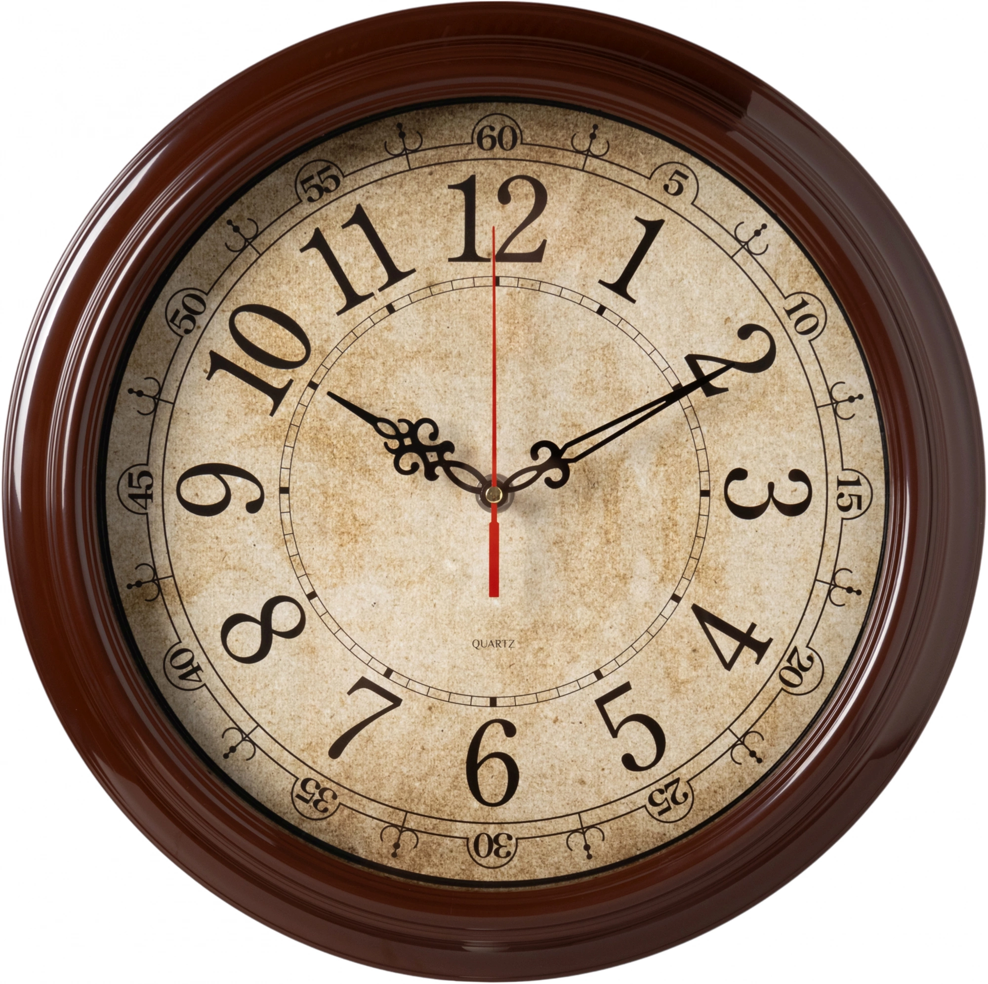 Часы настенные аналоговые Бюрократ WallC-R77P D35см коричневый (WALLC-R77P35/BROWN)
