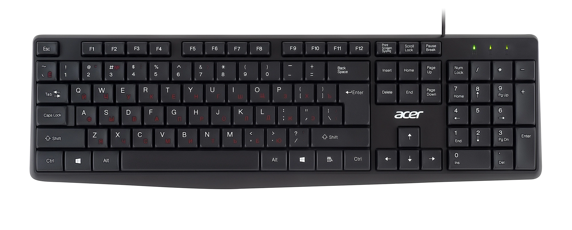 Клавиатура Acer OKW121 черный USB (ZL.KBDEE.00B) кабель 1.5м