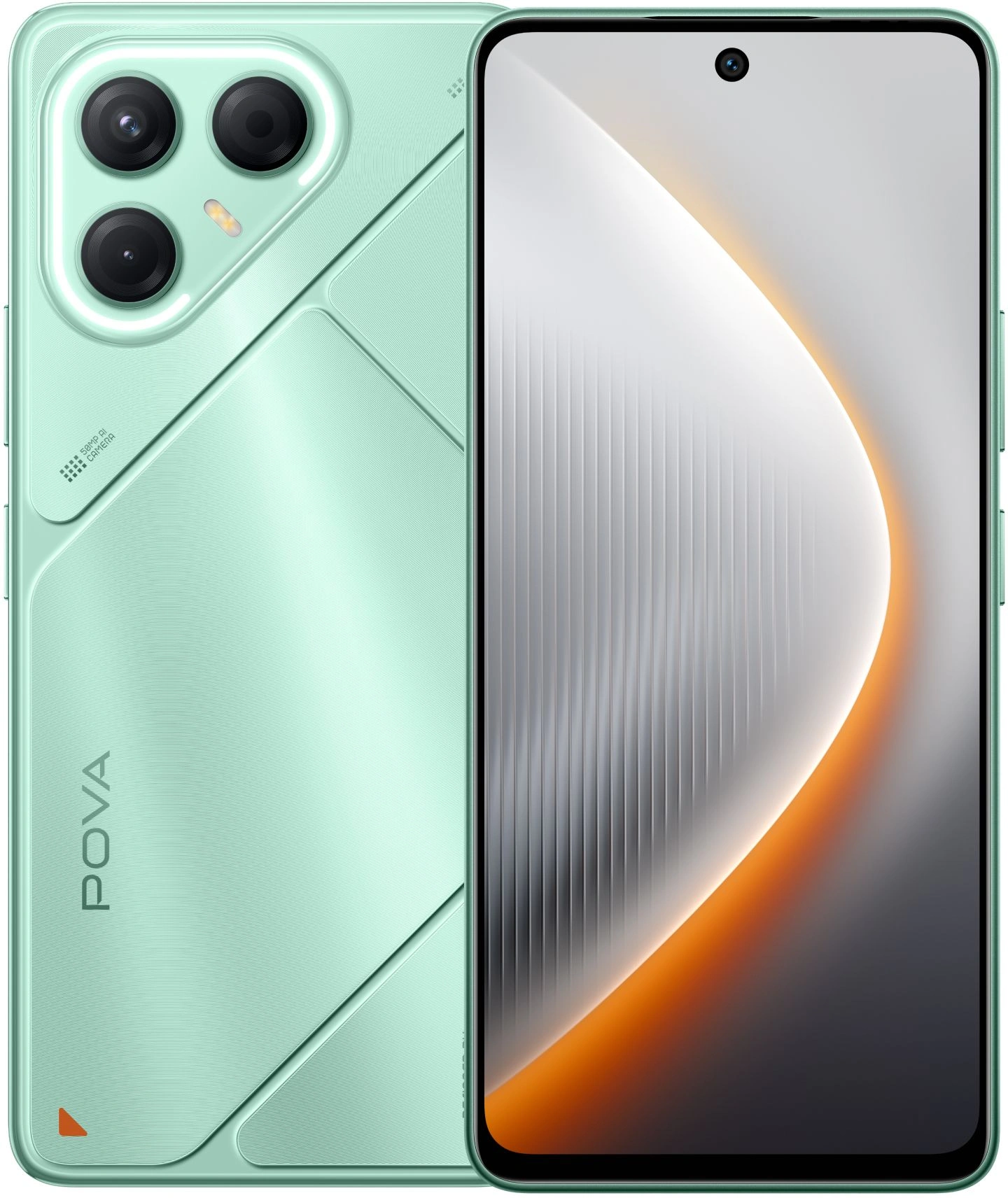 Смартфон Tecno Pova 7 5G 128Gb 8Gb зеленый моноблок 3G 4G 2Sim 6.78" 1080x2460 Android 15 50Mpix 802.11 a/b/g/n/ac/ax NFC GPS GSM900/1800 Protect microSD max1024Gb