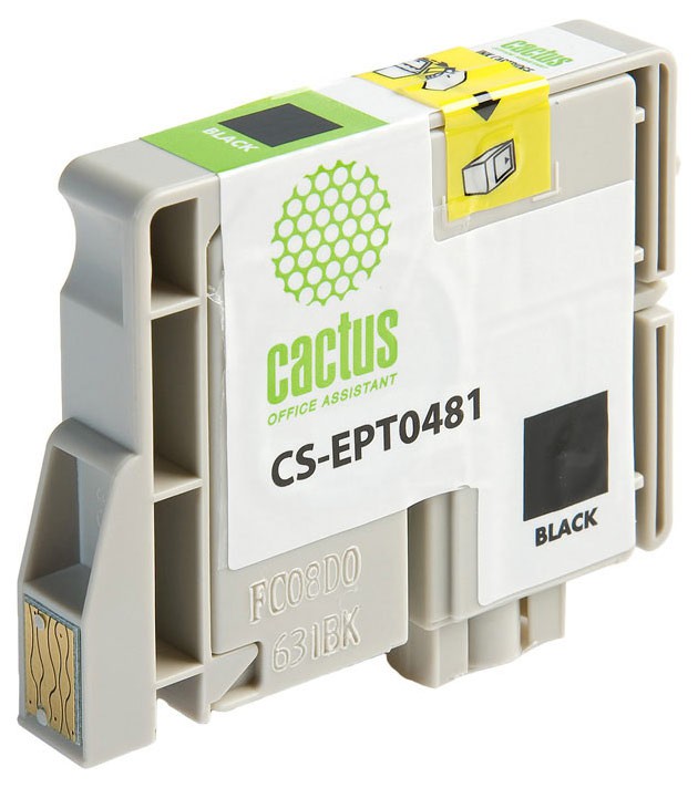 Картридж струйный Cactus CS-EPT0481 T0481 черный (16мл) для Epson Stylus Photo R200/R220/R300/R320/R340/RX500/RX600/RX620/RX640 с чипом