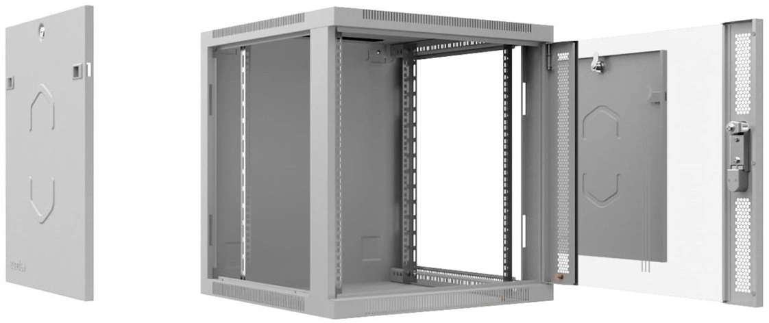 Шкаф коммутационный Cabeus (SH-05F-12U60/45-R) настенный 12U 600x450мм пер.дв.стекл 50кг серый 390мм 25кг 220град. 635мм IP20 сталь