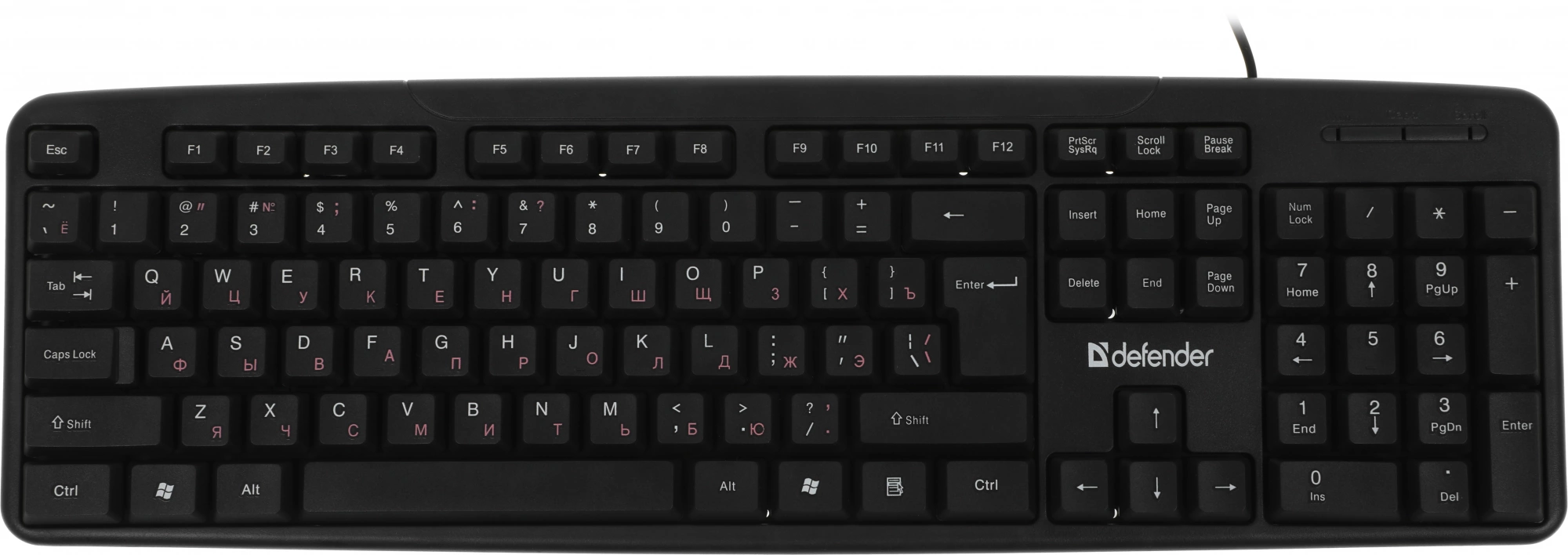 Клавиатура Defender HB-588 черный USB (45588) кабель 1.8м