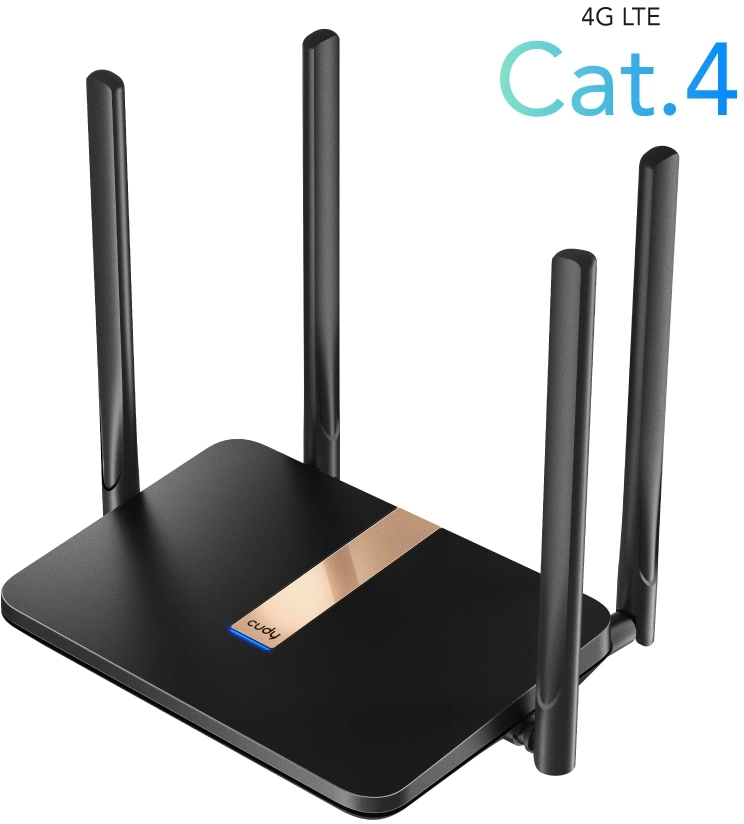 Роутер беспроводной Cudy LT500D AC1200 10/100BASE-TX/4G cat. 4 черный