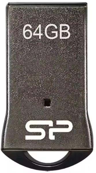 Флеш Диск Silicon Power 64Gb Touch T01 SP064GBUF2T01V1K USB2.0 черный/серебристый