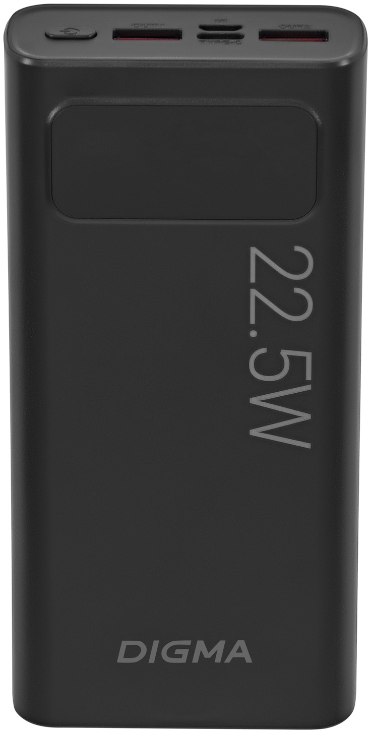 Мобильный аккумулятор Digma DGPF20A 20000mAh QC3.0/PD3.0 22.5W 3A 2xUSB-A/USB-C черный (DGPF20A22PBK)