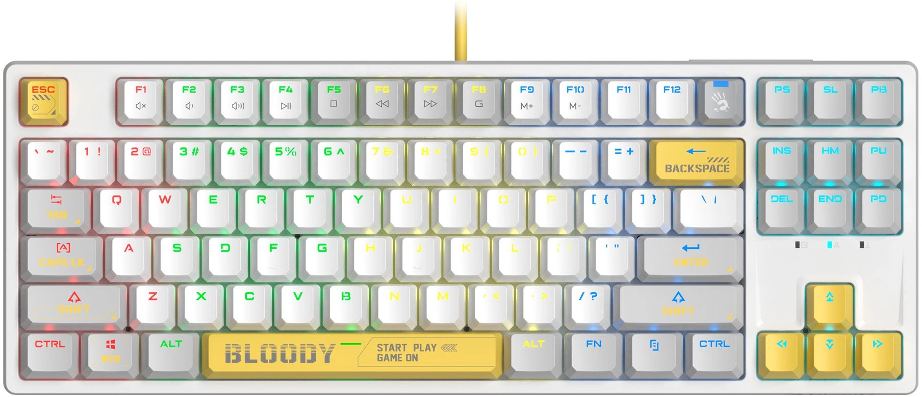 Клавиатура A4Tech S87 Energy механическая белый USB for gamer LED (S87 USB ENERGY WHITE) кабель 1.8м