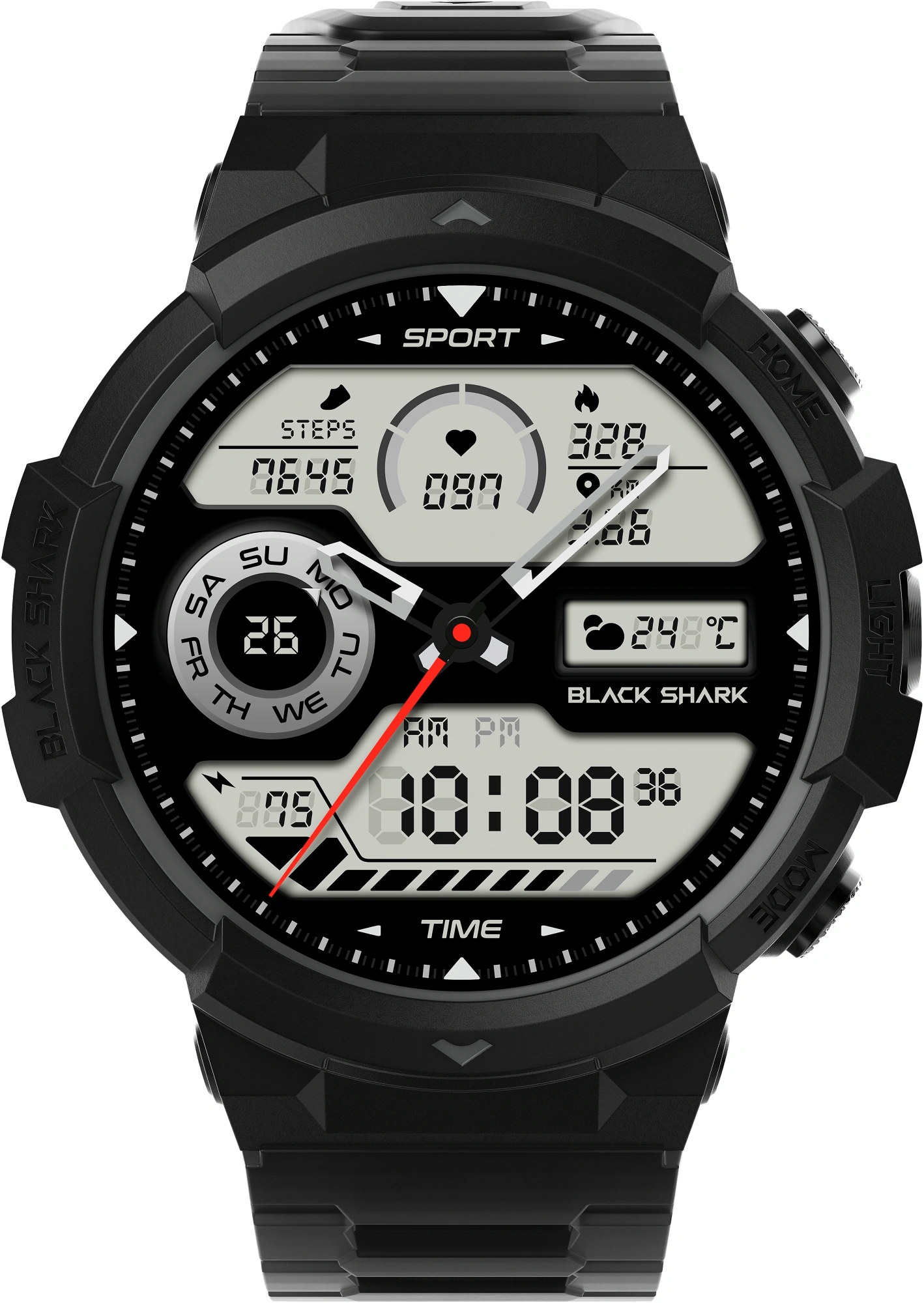 Смарт-часы Black Shark BS-W2402 (GS3 Sport) 1.43" AMOLED корп.черный рем.черный разм.брасл.:140-220мм (6977541630598)