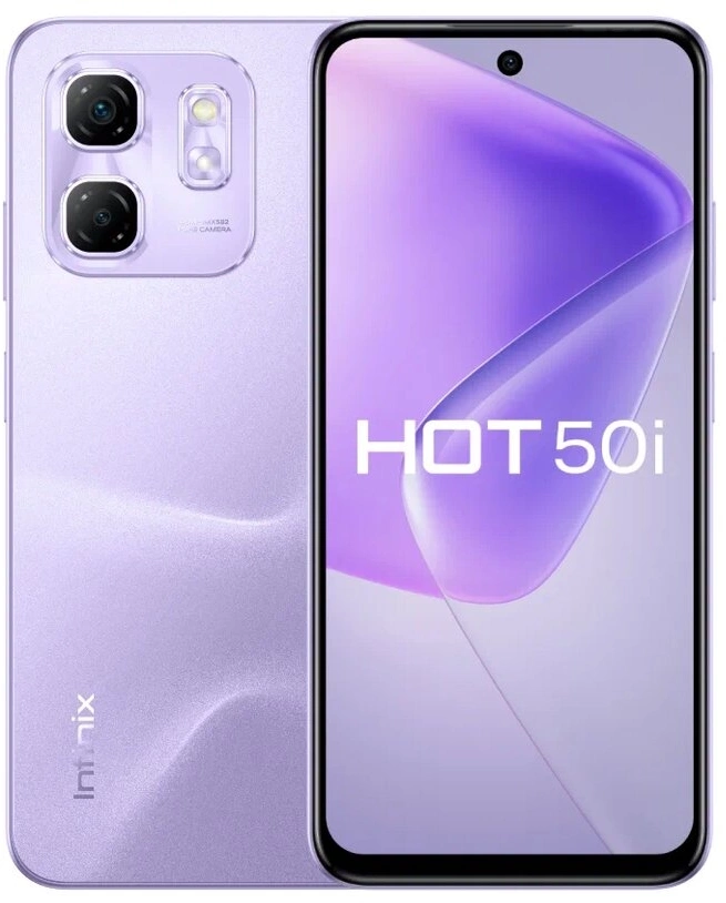 Смартфон Infinix X6531B Hot 50i 256Gb 4Gb фиолетовый моноблок 3G 4G 2Sim 6.78" 720x1600 Android 14 48Mpix 802.11 a/b/g/n/ac NFC GPS GSM900/1800 GSM1900 Protect FM A-GPS microSD max2048Gb