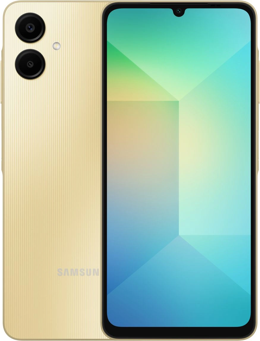 Смартфон Samsung SM-A065F Galaxy A06 128Gb 4Gb золотистый моноблок 3G 4G 2Sim 6.7" 720x1600 Android 14 50Mpix 802.11 a/b/g/n/ac GPS GSM900/1800 GSM1900 microSD max1024Gb