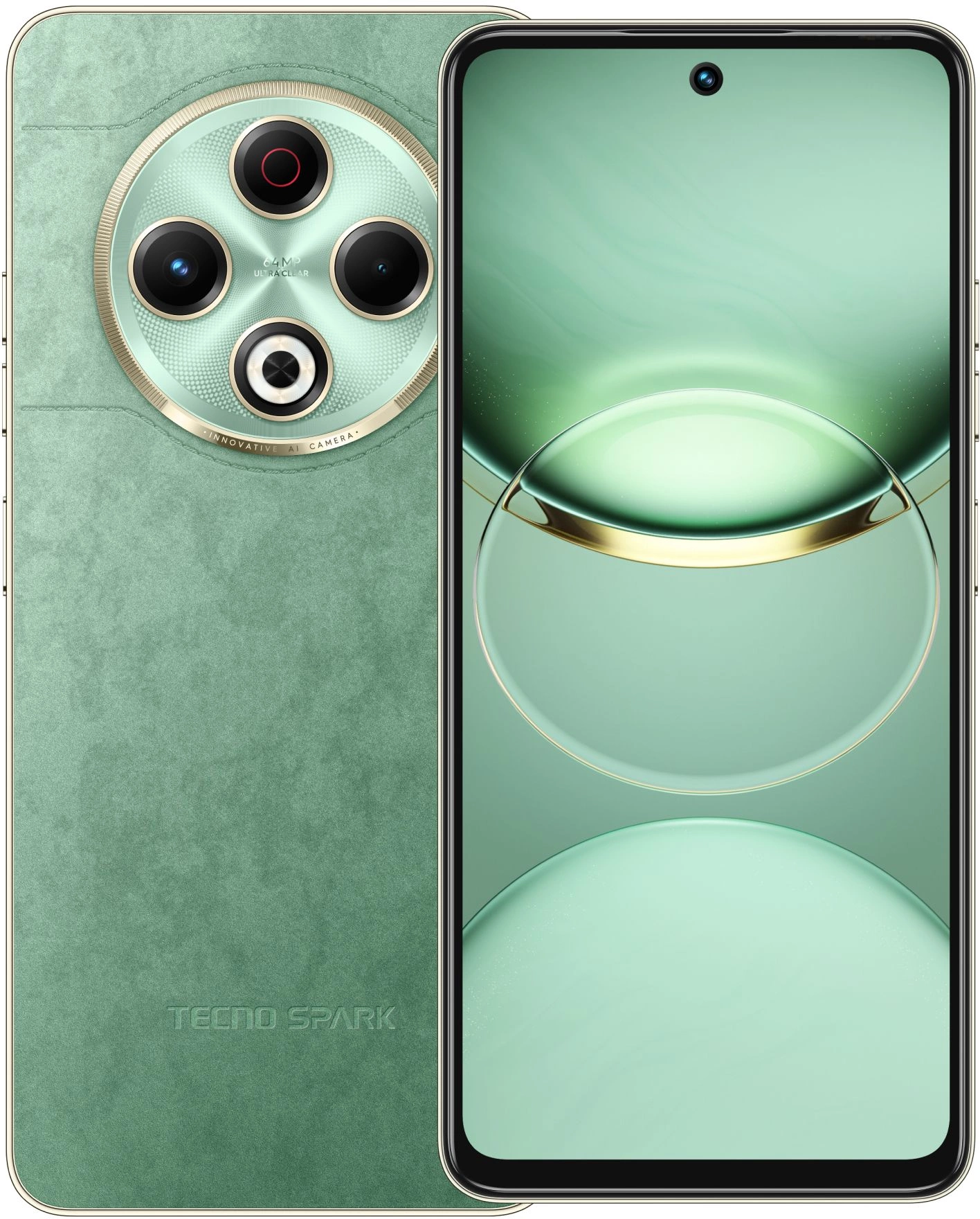 Смартфон Tecno Spark 30 256Gb 8Gb зеленый моноблок 3G 4G 2Sim 6.78" 1080x2436 Android 14 64Mpix 802.11 a/b/g/n/ac NFC GPS GSM900/1800 GSM1900 Protect FM A-GPS microSD max1024Gb