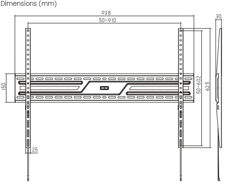 Кронштейн для телевизора Ultramounts UM824F черный 43"-100" макс.75кг настенный фиксированный
