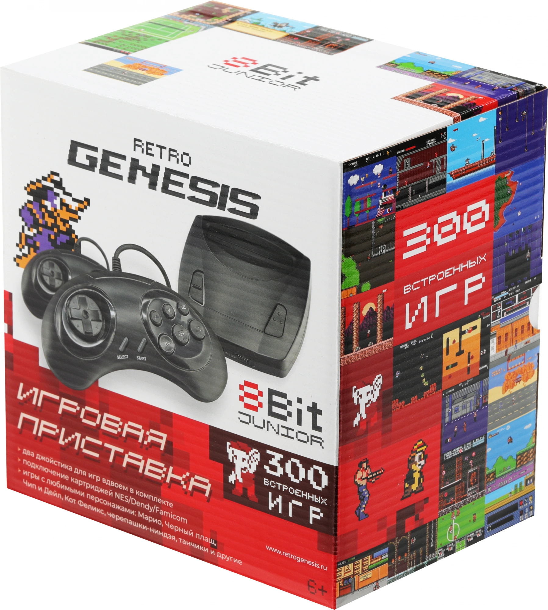 Игровая консоль Retro Genesis Junior черный в комплекте: 300 игр