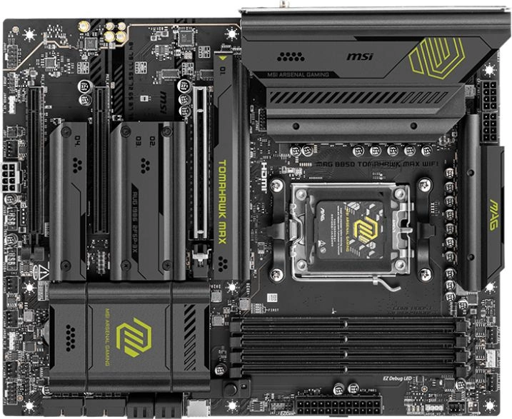 Материнская плата MSI MAG B850 TOMAHAWK MAX WIFI  Socket AM5 AMD B850 4xDDR5 ATX AC`97 8ch(7.1) 5Gigabit RAID+HDMI