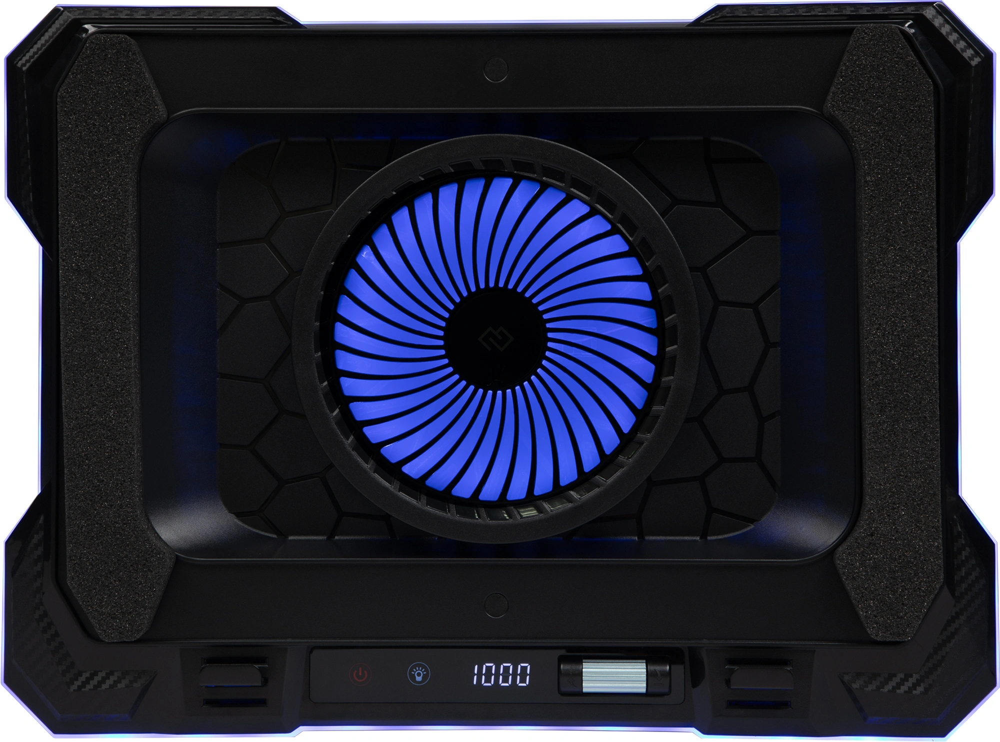 Подставка для ноутбука Digma D-NCP190-1x100RGB 19" 428x316x58мм 52дБ 2xUSB 1x 140ммFAN 1280г Fan-control металл/пластик черный