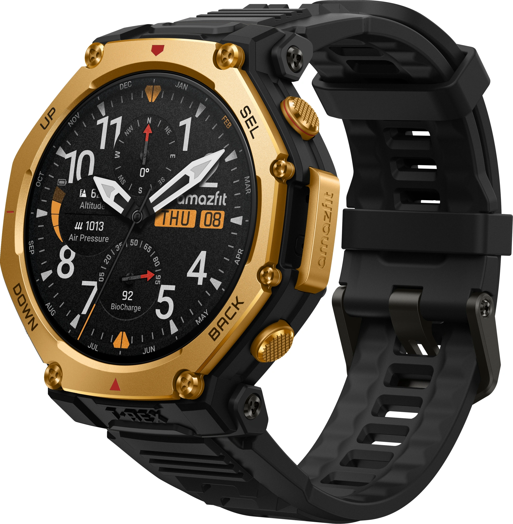 Смарт-часы Amazfit T-rex 3 Pro A2444 48мм 1.5" AMOLED корп.золотистый рем.черный разм.брасл.:145-210мм (1747223)