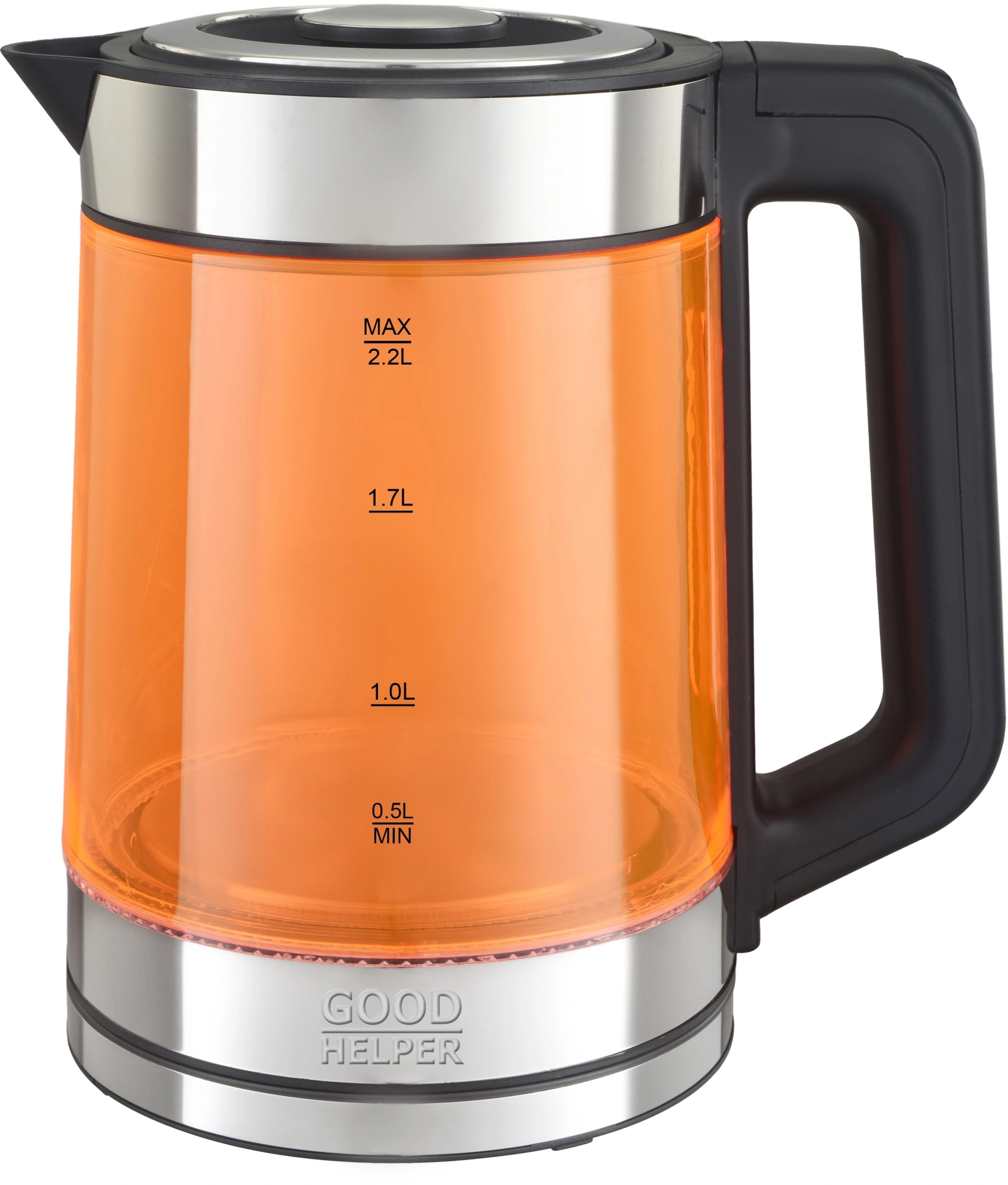 Чайник электрический GoodHelper KPG-2201OR 2.2л. 2200Вт оранжевый корпус: стекло/пластик