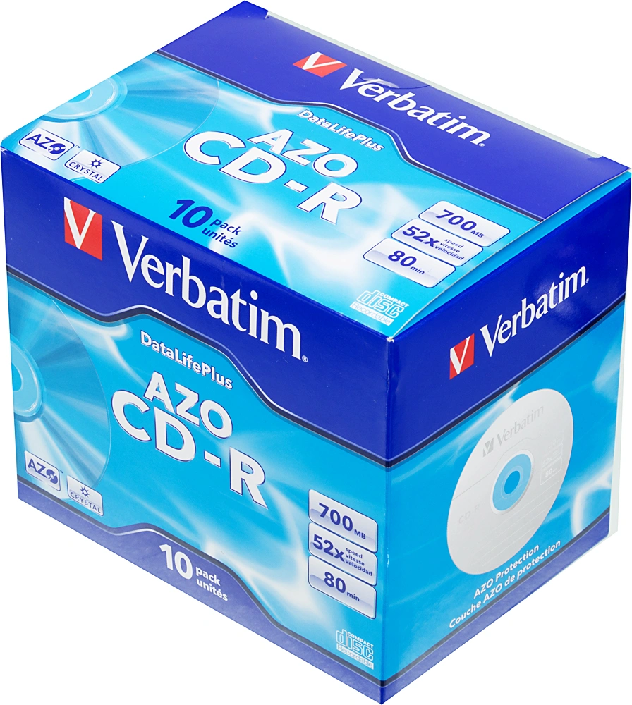 Диск CD-R Verbatim 700Mb 52x Jewel case (10шт) (43327)