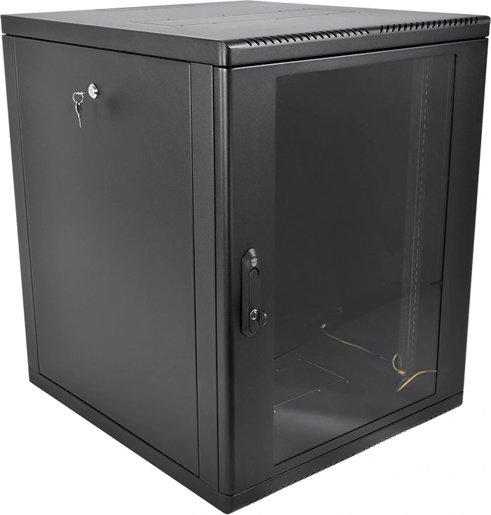 Шкаф коммутационный ЦМО (ШРН-М-15.500-9005) настенный 15U 600x520мм пер.дв.стекл 130кг черный 456мм 24.66кг 180град. 745мм IP20 сталь