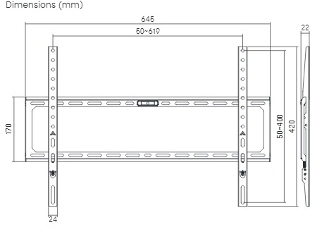 Кронштейн для телевизора Ultramounts UM823 черный 37"-86" макс.45кг настенный фиксированный
