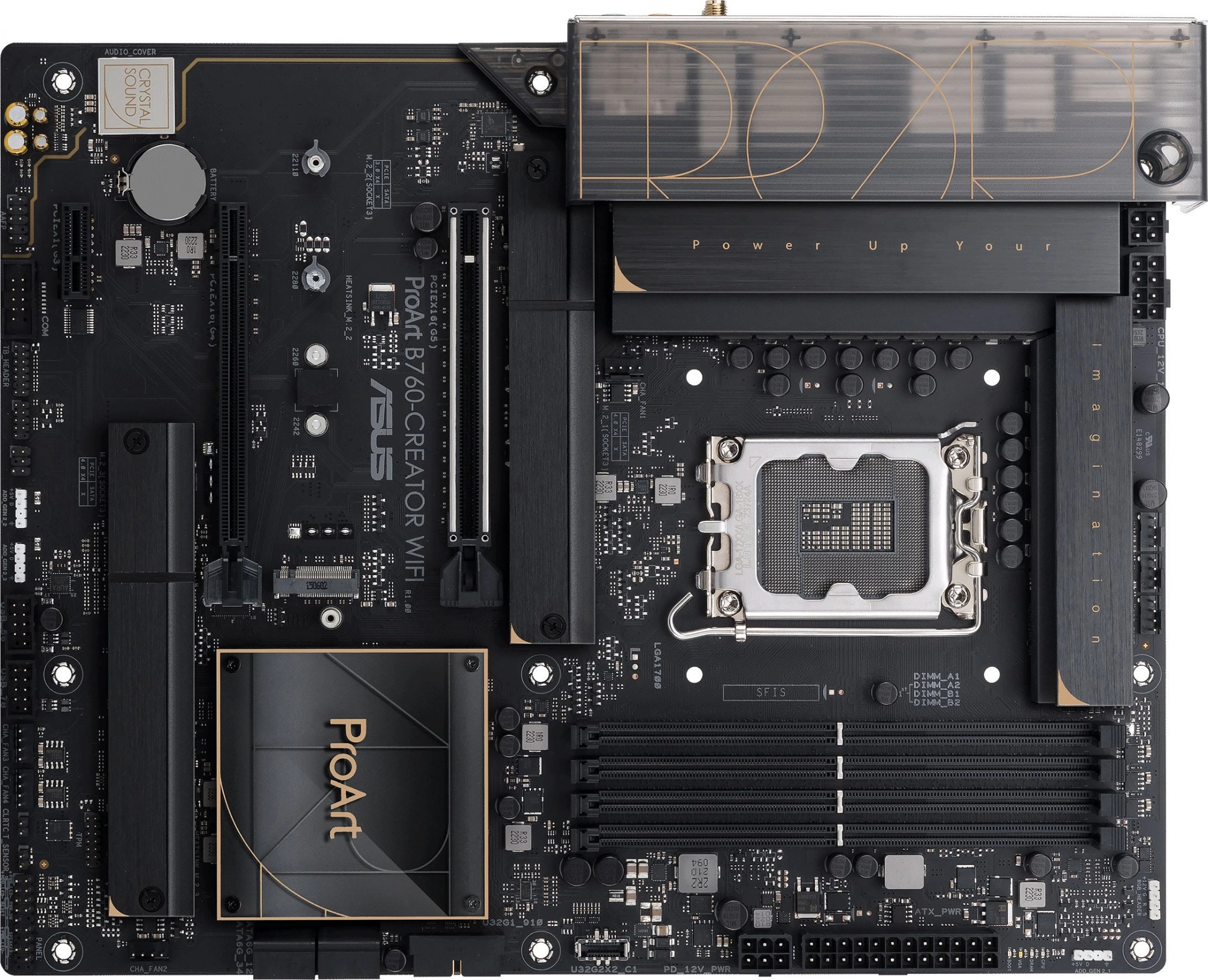 Материнская плата Asus PROART B760-CREATOR WIFI Soc-1700 Intel B760 4xDDR5 ATX AC`97 8ch(7.1) 1 x 2.5Gigabit + Gigabit Ethernet RAID+HDMI+DP