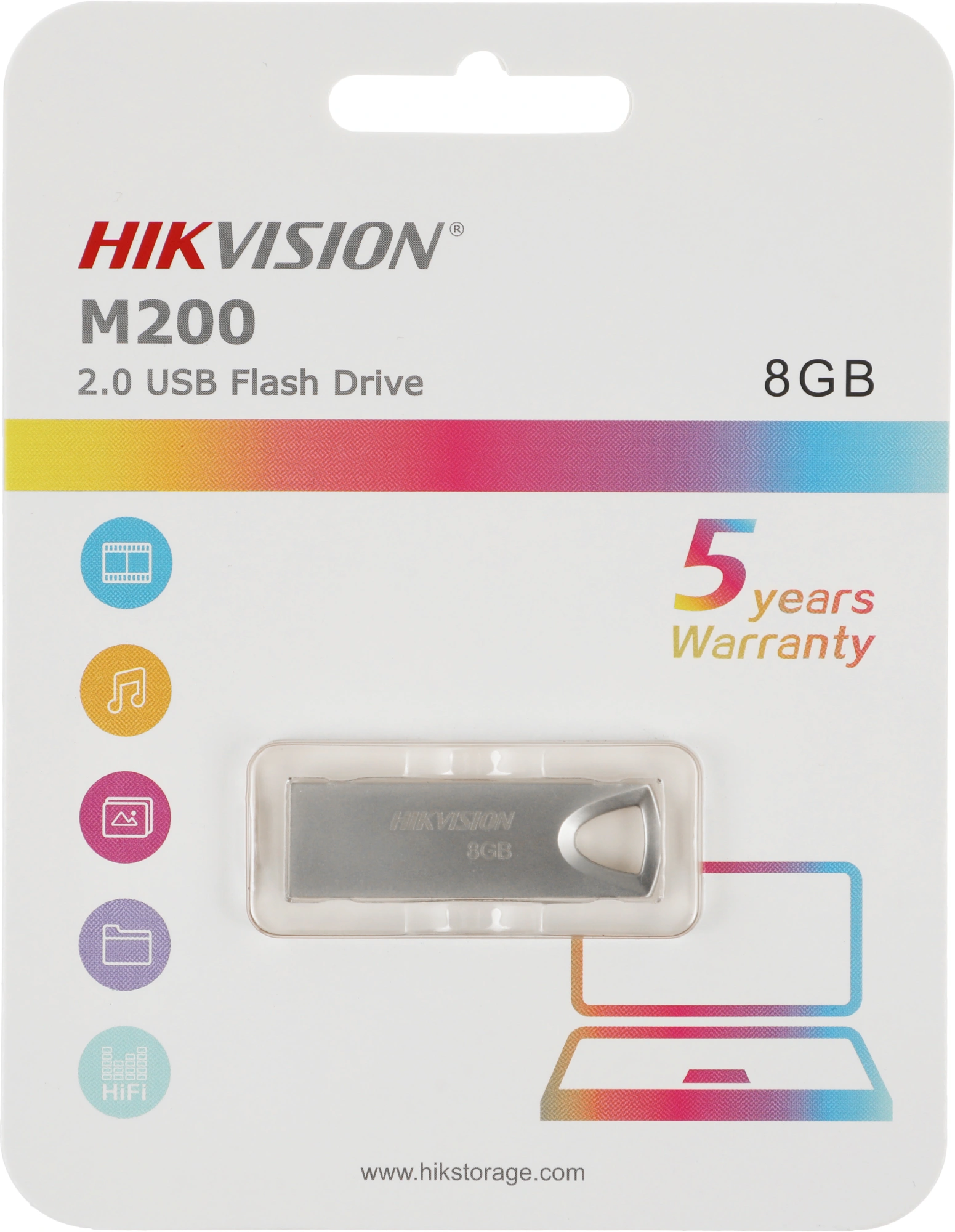 Флеш Диск Hikvision 8GB M200 Hiksemi HS-USB-M200/8G USB2.0 серебристый