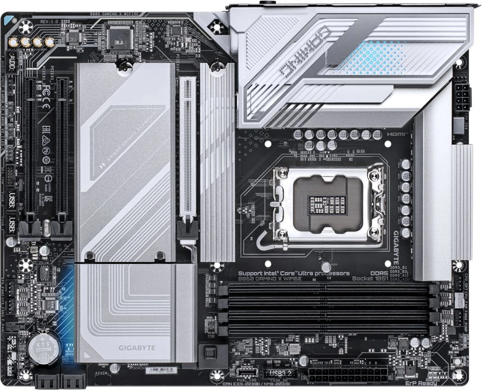 Материнская плата Gigabyte B860 GAMING X WIFI6E Soc-1851 Intel B860 4xDDR5 ATX AC`97 8ch(7.1) 2.5Gg RAID+HDMI+DP