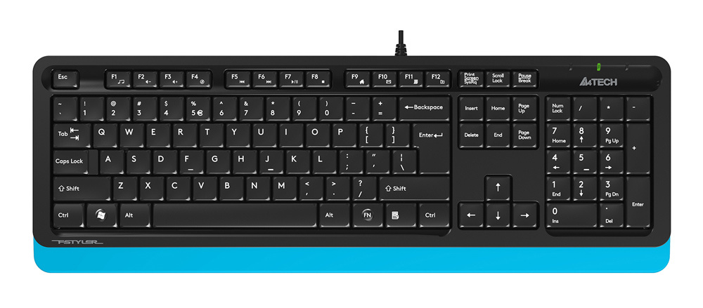 Клавиатура A4Tech FK10 черный/синий USB (FK10 BLUE) кабель 1.5м