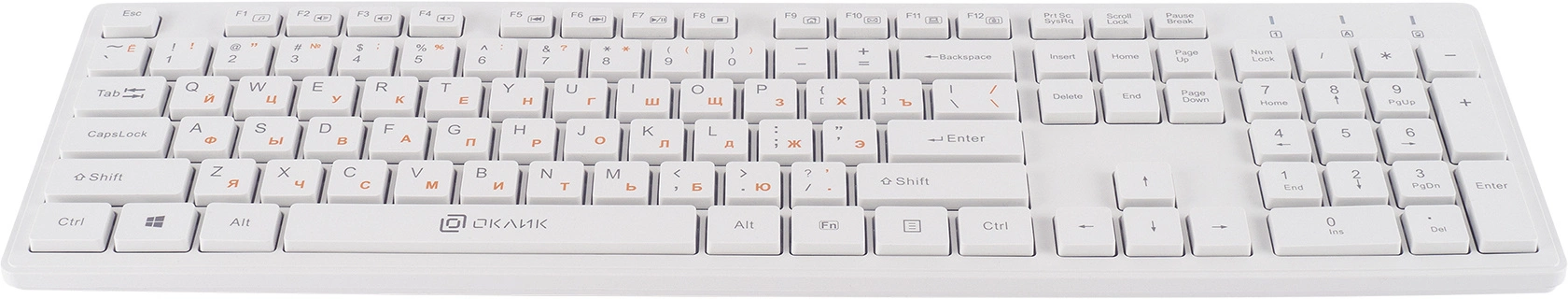 Клавиатура + мышь Оклик 240M клав:белый мышь:белый USB беспроводная slim Multimedia (1091258)