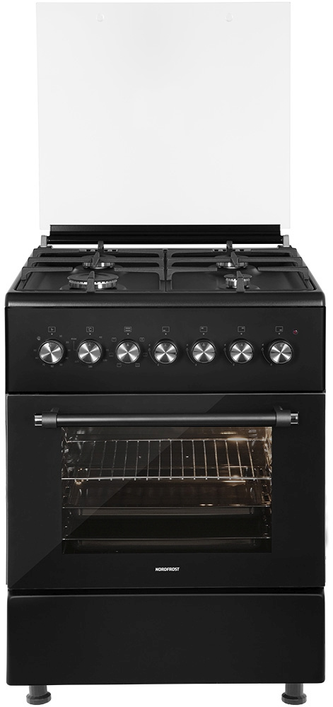 Плита Комбинированная Nordfrost GE6064B черный (стеклянная крышка) реш.чугун