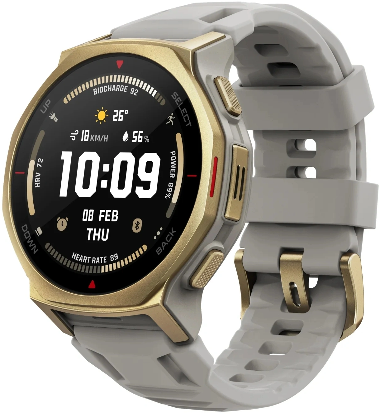Смарт-часы Amazfit T-rex 3 Pro A2549 44мм 1.32" AMOLED корп.золотистый рем.белый разм.брасл.:140-205мм (6972596109433)