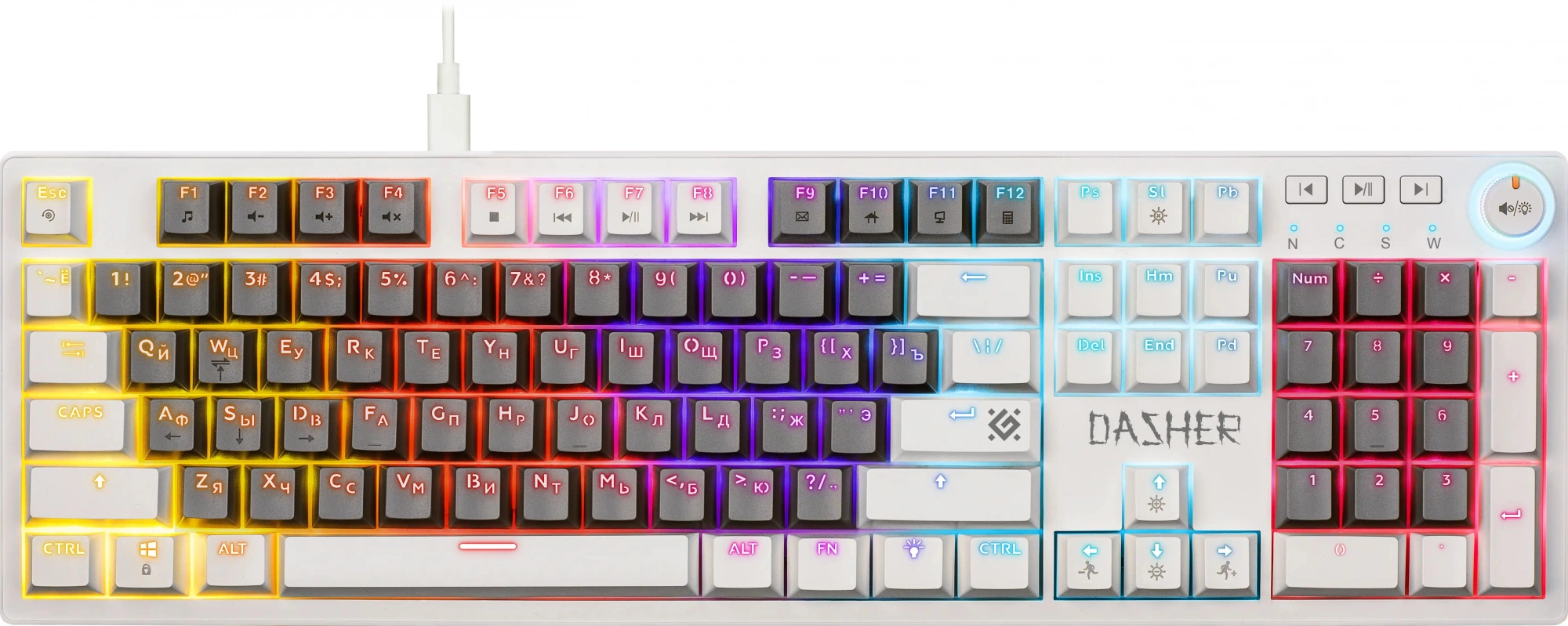 Клавиатура Defender Dasher GK-472 механическая серый Multimedia для ноутбука LED (45473) кабель 1.5м