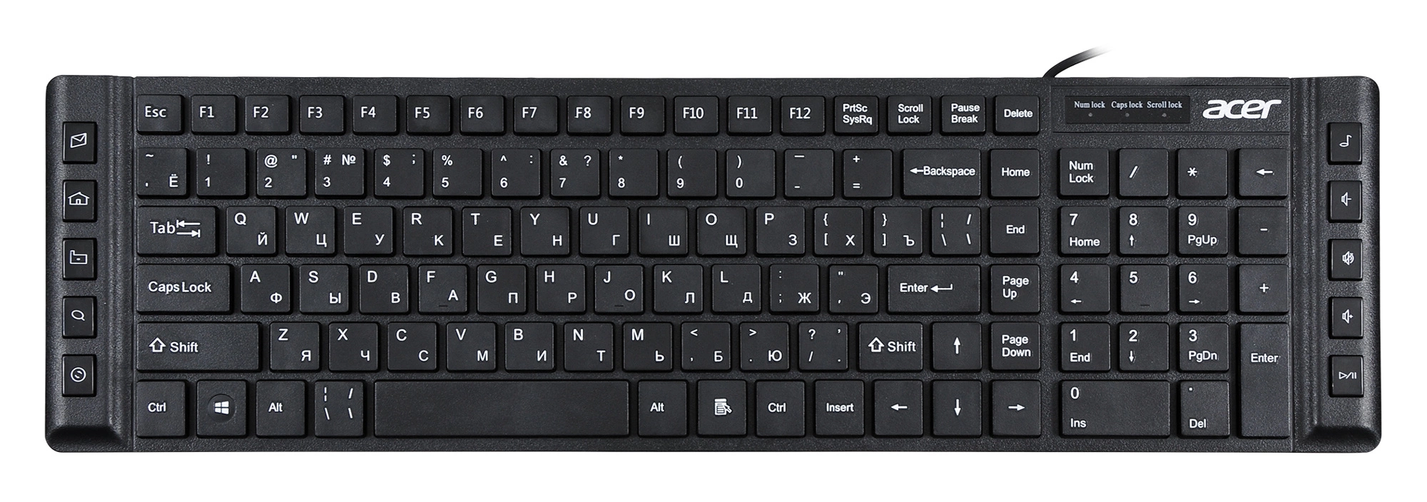 Клавиатура Acer OKW010 черный USB slim Multimedia (ZL.KBDEE.002) кабель 1.45м